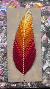 Handmade Rainbow Feather String Art, Colorful Gradient Wall Decor