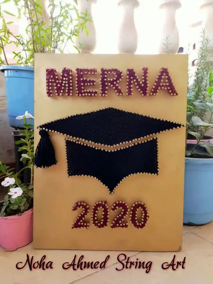 Handmade Vertical String Art Clock, Modern Wall Decor with Ornaments