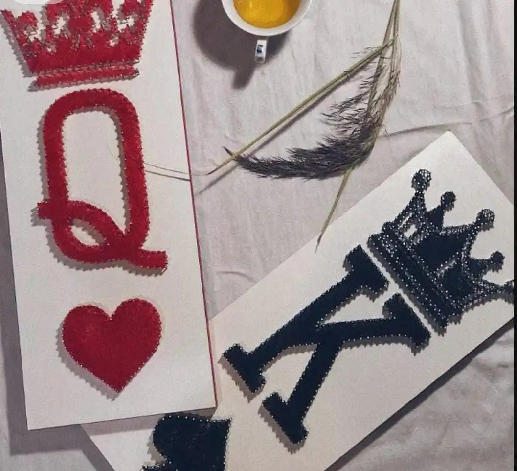King and Queen Card String Art Set - 12x24 Handmade Wall Decor - Couple's Unique Gift