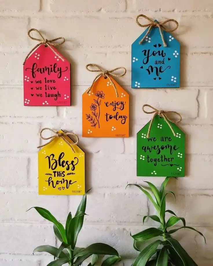 Hand-Painted Inspirational Home Decor Signs - Set of 5 Wooden Wall Art