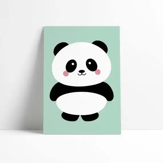 Cute Panda Bear Art Print | Nursery Wall Decor | Kawaii Animal Poster