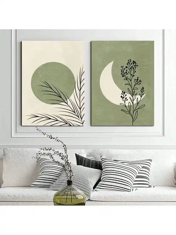 Abstract Botanical Duet | Two-Piece Canvas Set | Modern Wall Art