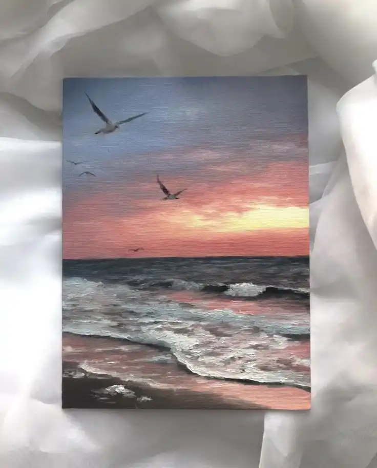 Abstract Landscape Triptych | Mountain Sunset Wall Art | Deer and Nature Decor