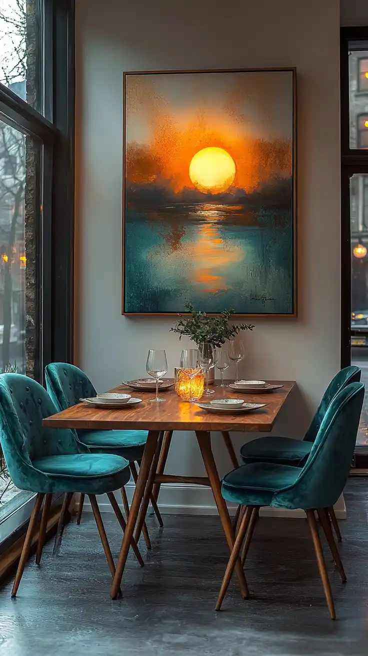 "Abstract Sunset Over Water Painting on Canvas - Modern Golden Hour Wall Art - Textured Seascape Decor"